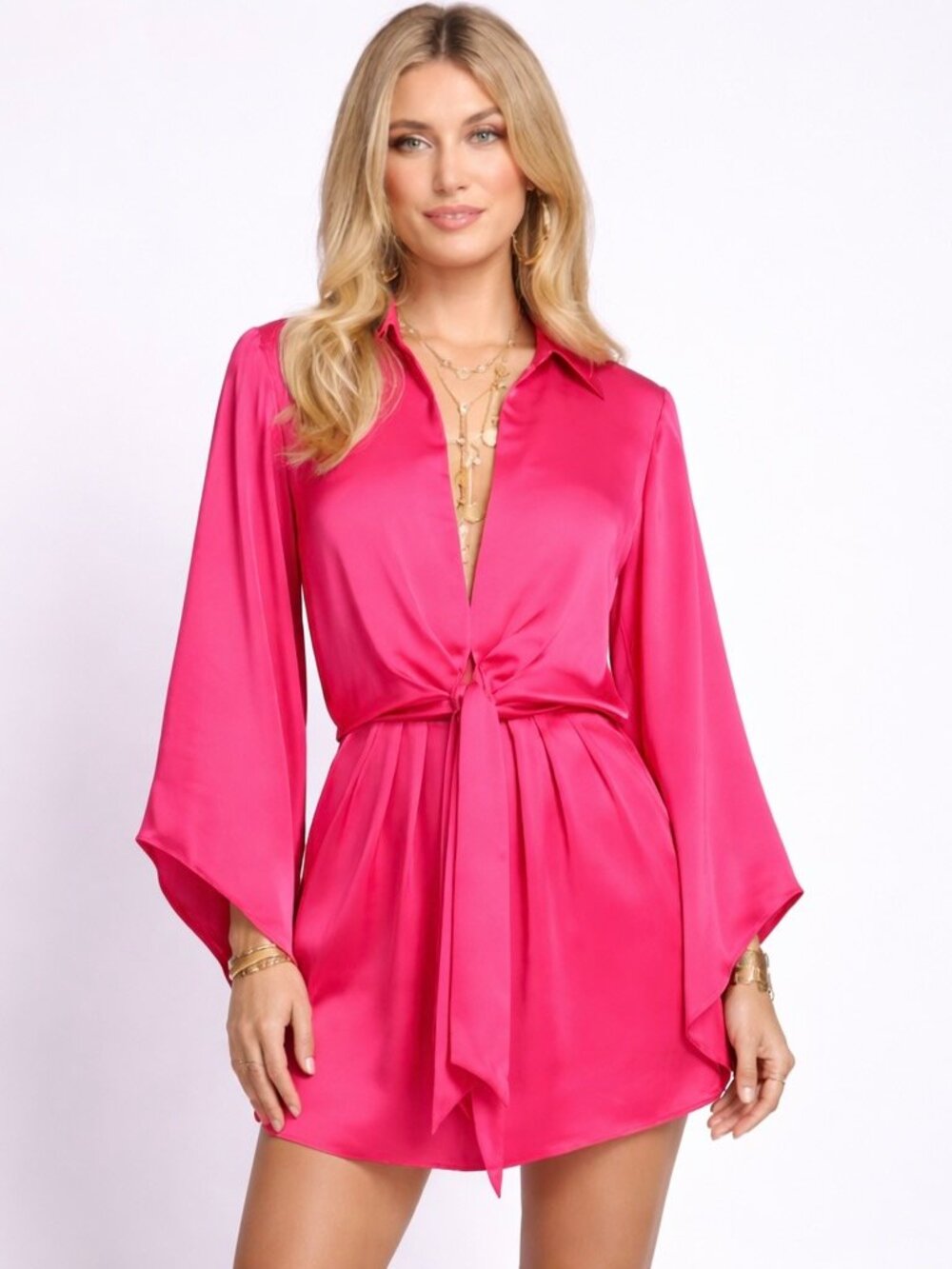 Ramy Brook Penny Bell Sleeve Mini Dress In Pink Size M Elegant Cocktail Party
